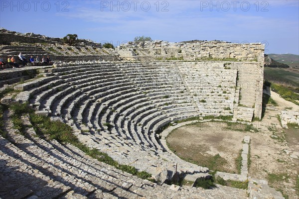 The Greek theatre in the former ancient city of Segesta, the province of Trapani, Sicily, Italy, Europe