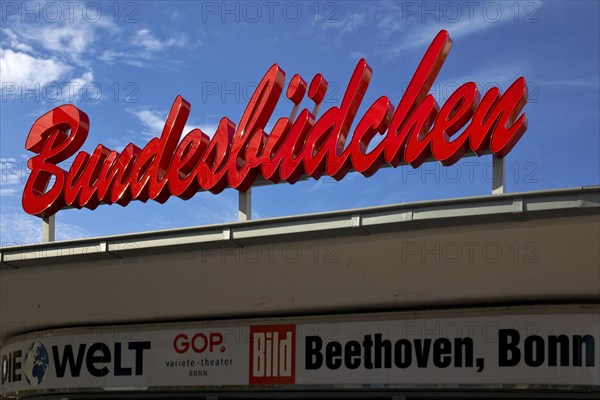 Lettering Bundesbüdchen, Bundesviertel, Bonn, North Rhine-Westphalia, Germany, Europe