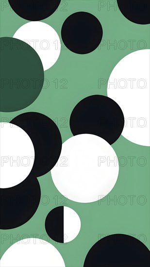 Minimalist illustration featuring abstract shapes to convey fun and ease, wallpaper with green color accent, AI generated