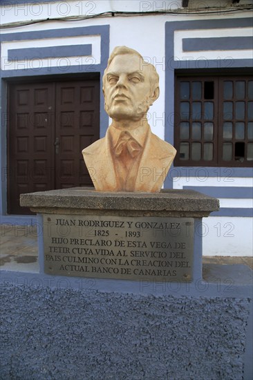 Bust of Juan Rodriguez y Gonzales founder of Banco of Canaries, Tetir, Fuerteventura, Canary Islands, Spain, Europe