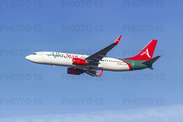 An AlbaStar Boeing 737-800 aircraft with the registration EC-NAB at Munich Airport, Germany, Europe