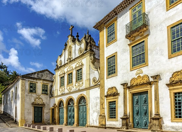 Facade of a historic church in Baroque style in the city of Olinda in Pernambuco, Brazil, Olinda, Pernambuco, Brazil, South America
