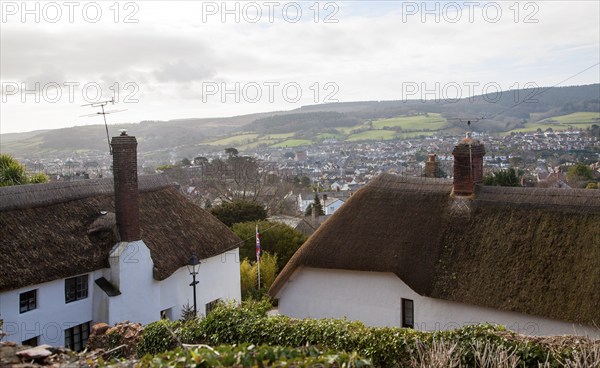 Morning view over houses in Minehead, Somerset, England, United Kingdom, Europe