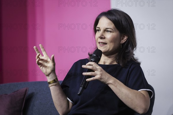 Annalena Bärbock (Alliance 90/The Greens), Federal Foreign Minister, recorded as part of a dialogue with citizens in cooperation with Stiftung Mercator during the Foreign Minister's trip to Germany in Essen, 29.07.2024