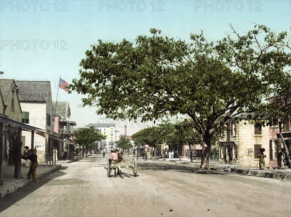 Bay Street, Nassau, Bahama Islands, digitally restored reproduction from a 19th century original, record date not stated, Bahama Islands, digitally restored reproduction from a 19th century original, record date not stated