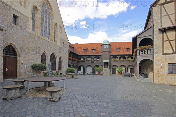 Inner courtyard of the Gothic Augustinian monastery, monastery complex, Erfurt, Thuringia, Germany, Europe