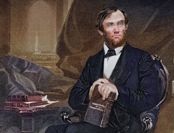 Abraham Lincoln 1809-65, 16th President of the United States 1861-65, After a painting by Alonzo Chappel, Historic, digitally restored reproduction from a 19th century original, Record date not stated