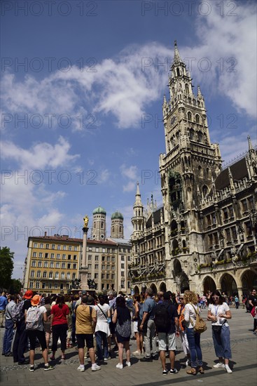 Europe, Germany, Bavaria, state capital Munich, City, Marienplatz, many tourists, New Town Hall, Europe
