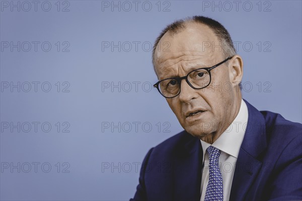 Friedrich Merz, CDU party chairman, at the Federal Press Conference on the consequences of Solingen. Berlin, 27.08.2024