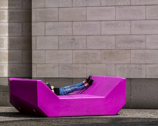 Plastic furniture in pink in front of the German Historical Museum, Berlin, Germany, Europe