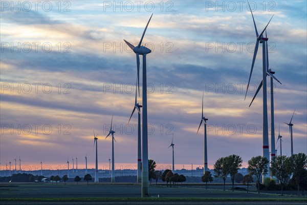 Wind farm near Bad Wünnenberg, Ostwestfalen Lippe, along the A44 motorway, North Rhine-Westphalia, Germany, Europe