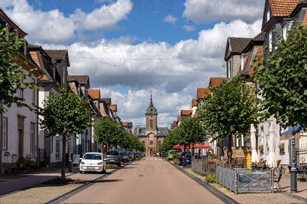 The Schlossstraße in Bad Arolsen, Protestant town church, Hesse, Germany, Europe