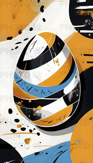 Illustration of an abstract Easter egg design with geometric patterns, bold colors, and a mix of textures, creating a modern and dynamic look, AI generated