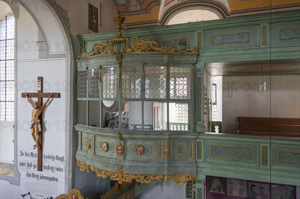 Patronage lodge in the Protestant parish church, built 1733-1748, Hauptstr. 44, Betzenstein, Upper Franconia, Bavaria, Germany, Europe
