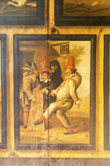 Painted panels The Dutch Parlour, Littlecote House Hotel, Hungerford, Berkshire, England, UK painted panels by Dutch prisoners of war 1660s
