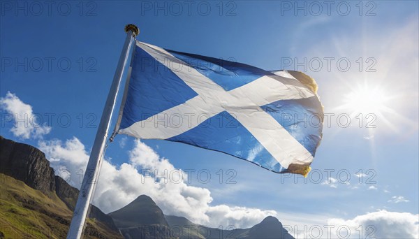 The flag of Scotland flutters in the wind