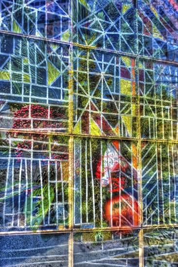 Christmas motif, Christmas, Christmas, Christmas festival, Advent season, Christmas baubles, decoration, Advent season, artistic photography, alienation, Christmas card motif, creative photography, colourful church window, mixed media, Germany, Europe