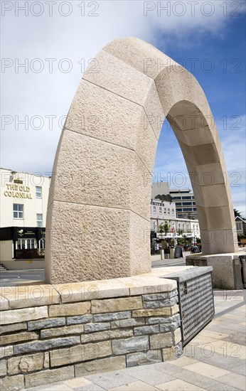 Stone archway seafront promenade feature Weston Super Mare, Somerset, England, United Kingdom, Europe