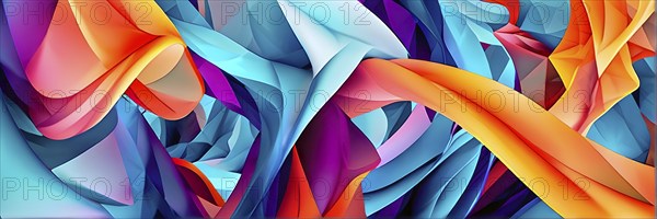 AI generated illustration of conceptual art piece where geometric shapes and organic forms blend in a digital canvas