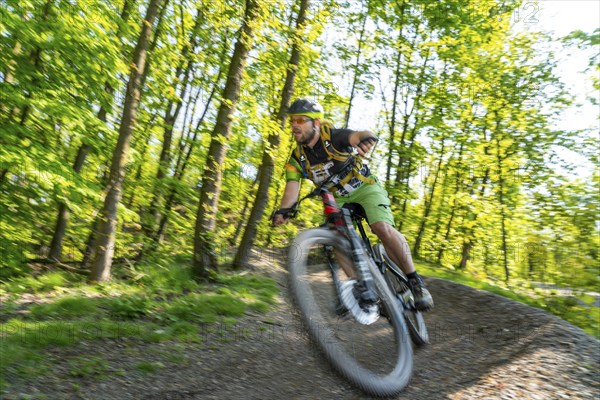 Brammentrail, mountain bike trail on the Schurenbach spoil tip, in Essen North Rhine-Westphalia, Germany, Europe
