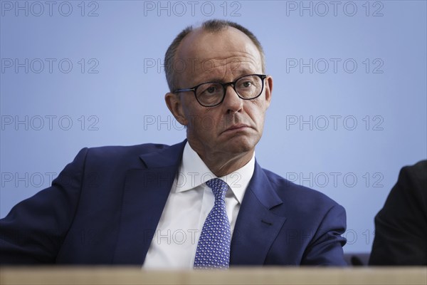 Friedrich Merz, CDU party chairman, at the Federal Press Conference on the consequences of Solingen. Berlin, 27.08.2024