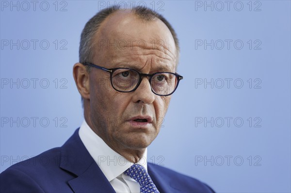 Friedrich Merz, CDU party chairman, at the Federal Press Conference on the consequences of Solingen. Berlin, 27.08.2024