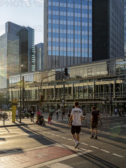 Road traffic at Willy Brandt Platz in Frankfurt am Main, Hesse, Germany, Europe