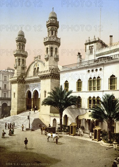 Cathedral, Algiers, Algeria, ca 1890, Historical, digitally restored reproduction from a 19th century original, Record date not stated, Africa