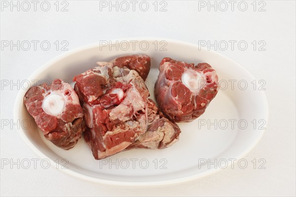 Raw oxtail, for oxtail soup, South German cuisine, traditional cuisine, speciality, food photography, studio, Germany, Europe