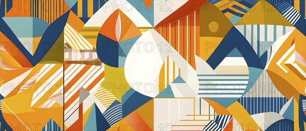 Abstract Easter egg design with geometric patterns, bold colors, and a mix of textures, creating a modern and dynamic look, AI generated