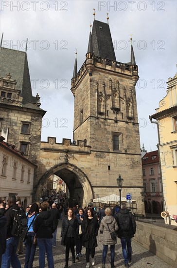 The bridge tower of the Charles Bridge on the Lesser Town, Prague, Czech Republic, Europe