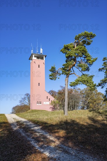 The 22 metre high Raichberg tower, built in 1928, is an observation tower of the Swabian Alb Association next to the Nägelehaus on the 956 metre high Raichberg on the Albtrauf, Onstmettingen, Zollernalbkreis, Baden-Württemberg, Germany, Europe