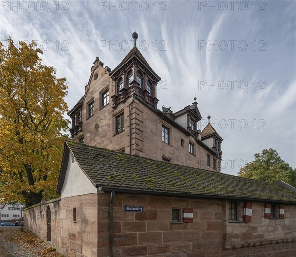 Linksches Schloss, Cnopfschenschloss, mentioned around 1517, rebuilt and renovated between 1878 and 1880, Ziegenstraße 5, Nuremberg-Mögeldorf, Middle Franconia, Bavaria, Germany, Europe