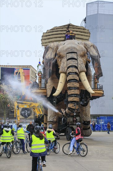 Tourist attraction The Great Elephant on the Ile de Nantes in the Loire, Nantes, Loire-Atlantique department, Pays de la Loire region, France, Europe