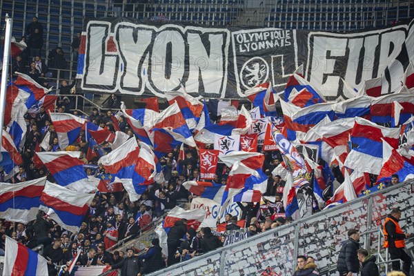 Football UEFA Europa League, 2024/25 season, matchday 4: TSG Hoffenheim v Olympique Lyon. Picture: Good atmosphere in the Lyon fan block