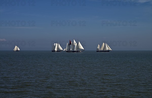 The parade of sailing ships in the Dutch village Volendam