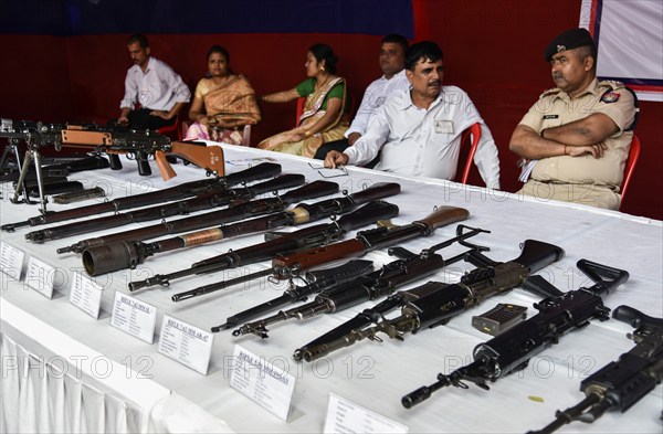 An arms stall during an exhibition to commemorate Assam Police Day, in Guwahati, Assam, India on Friday, Sept 28, 2018