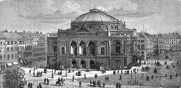 The Royal Theatre in Copenhagen, Denmark, in 1880, Historical, digital reproduction of an original from the 19th century, Europe