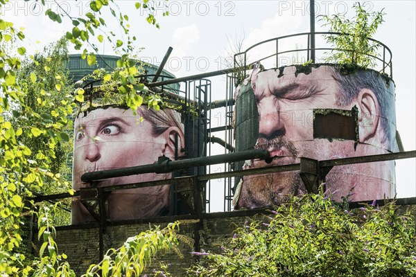 Street art, Former steelworks, Völklingen Ironworks, UNESCO World Heritage Site, Völklingen, Saarland, Germany, Europe
