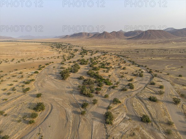 Khumib dry river, aerial view, Kaokoveld, Kunene Region, Namibia, Africa
