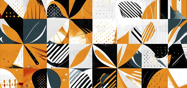 Illustration of an abstract Easter egg design with geometric patterns, bold colors, and a mix of textures, creating a modern and dynamic look, AI generated
