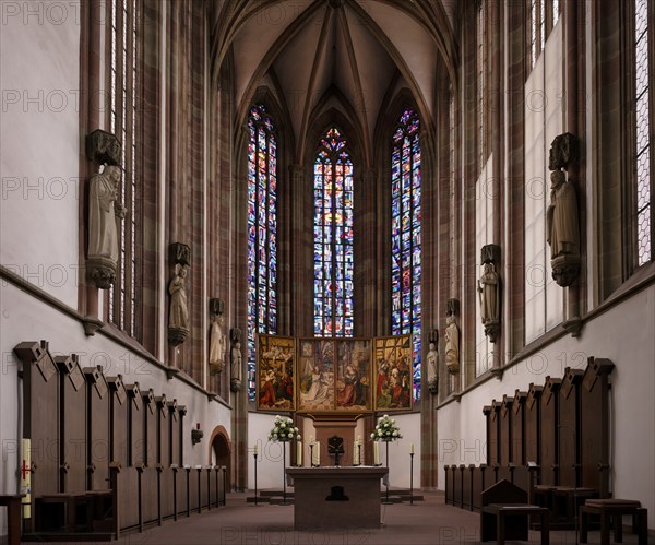 Interior view of altar, high altar, chancel, St Mary's Chapel, Würzburg, Lower Franconia, Bavaria, Germany, Europe