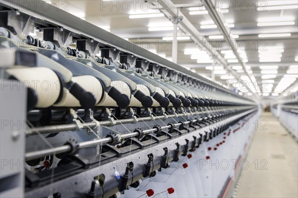 BENIN TEXTILE CORPORATION BENIN, Spun yarn is assembled on reels in a textile factory near Cotonou in Benin, Glo-Djigbe, 07/03/2024