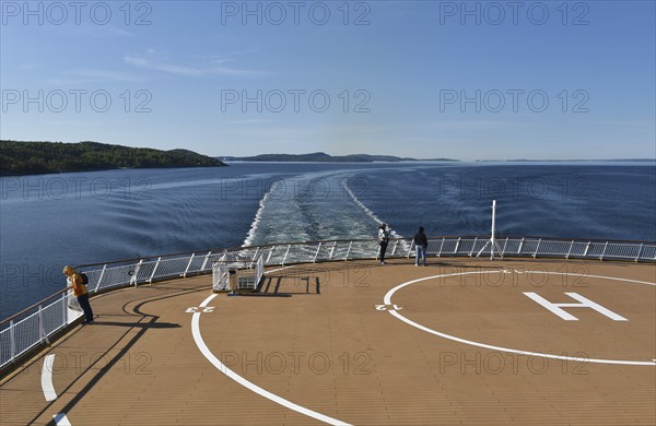 Helicopter landing site on a ship, ferry. Baltic Sea in Norway