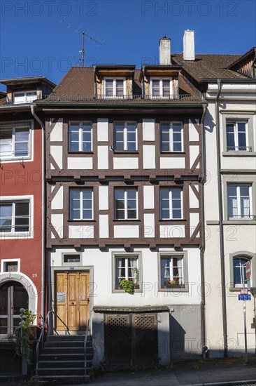 Row of houses, half-timbered houses in Aufkircher Straße, old town of Überlingen on Lake Constance, Lake Constance district, Baden-Württemberg, Germany, Europe