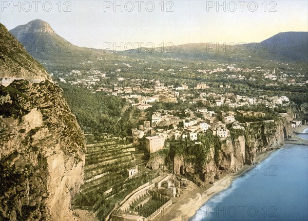 Meta, General view, Italy, general view, Italy, Historical, digitally restored reproduction from a 19th century original, 1880, Record date not stated, Europe