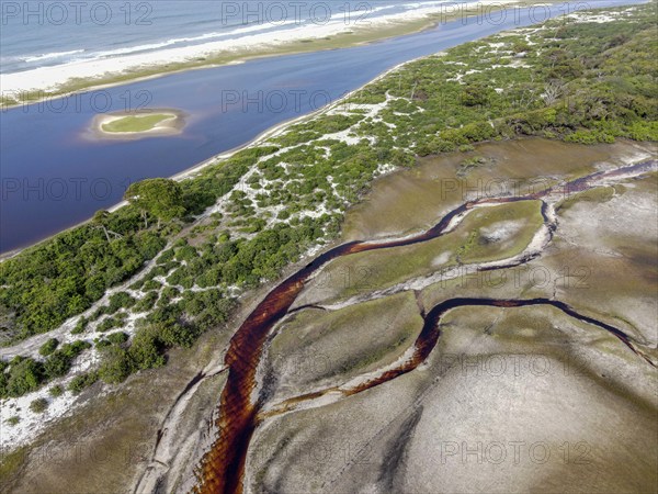 Landscape iLoango National Park, Parc National de Loango, Atlantic Ocean, aerial view, Ogooué-Maritime Province, Gabon, Africa