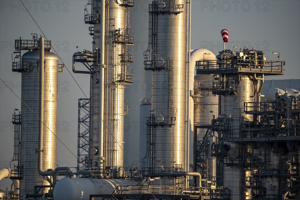 Lyondell Chemical Netherlands BV, chemical plant, joint venture between LyondellBasell and Covestro, largest plant of its kind in the world, produces intermediates for many end products, propylene oxide and styrene monomer, in the seaport of Rotterdam, Maasvlakte, Rotterdam Netherlands
