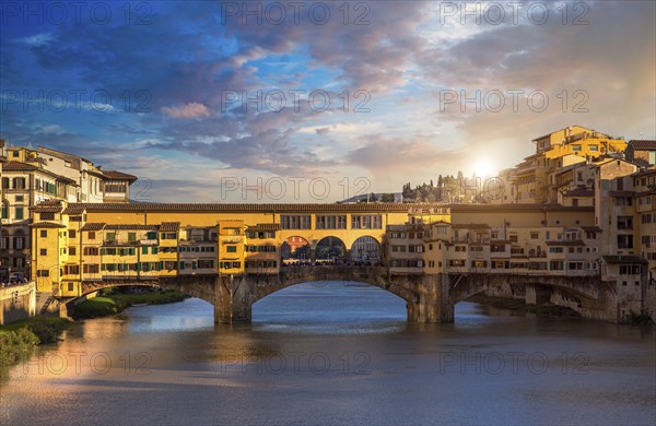 Scenic beautiful Ponte Vecchio bridge in Florence historic city center