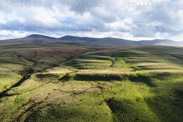 Black Mountain from a drone, Brecon Beacons National Park, Carmarthenshire, Wales, England, United Kingdom, Europe